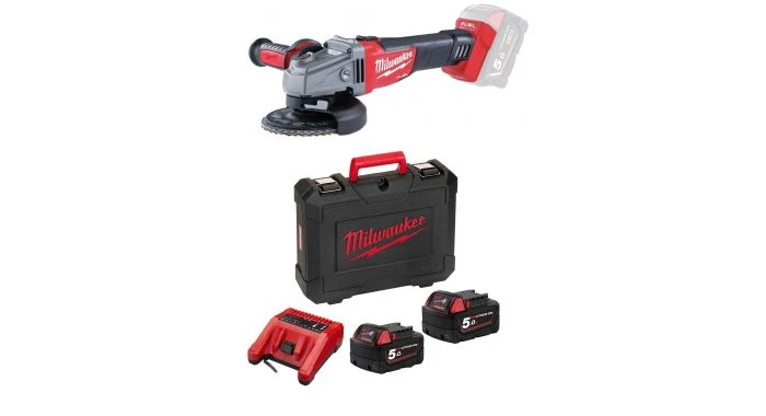 Milwaukee M18 CAG 125X-502C Meuleuse D'angle à Batterie 18V Li-Ion Set (2x Batterie 5.0Ah) Dans Coffret - 4933448190 3 Milwaukee M18 CAG 125X-502C Meuleuse D'angle à Batterie 18V Li-Ion Set (2x Batterie 5.0Ah) Dans Coffret - 4933448190